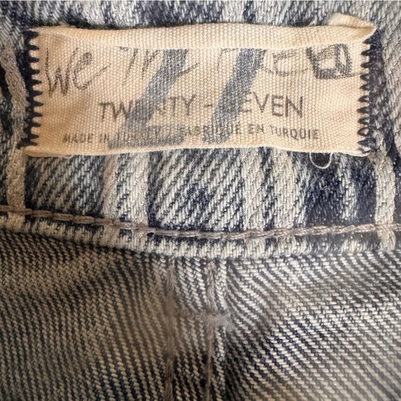 Free People We The Free Downtown High-Rise Striped Denim Cut-Off Shorts Size 27 - Picture 10 of 12